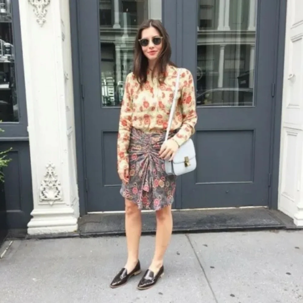 Isabel Marant Etoile sevan Slavic flower gathered floral Skirt 18498